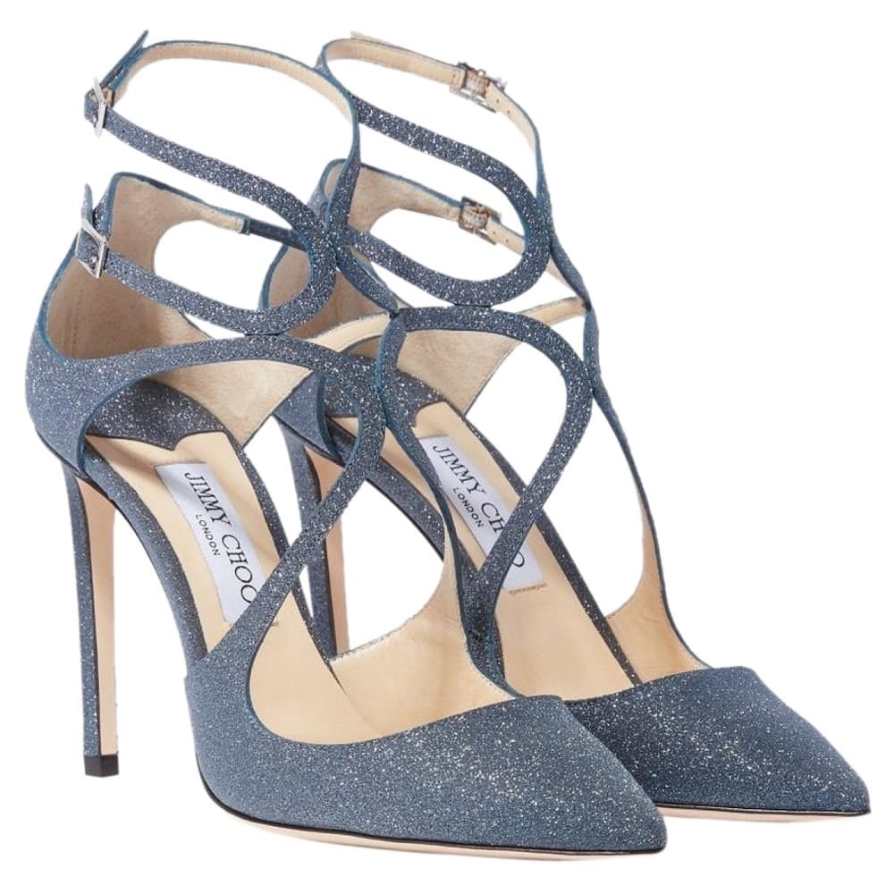 Jimmy Choo Lancer 100 - 38.5 Blue Glitter
